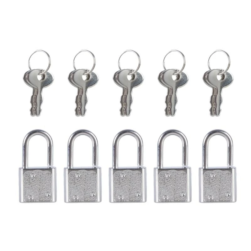 652F 5Pcs Vintage Metal Lock Zincs Alloy Padlock Small Luggage Box Key Lock Notebook Safety Lock Home Hardware