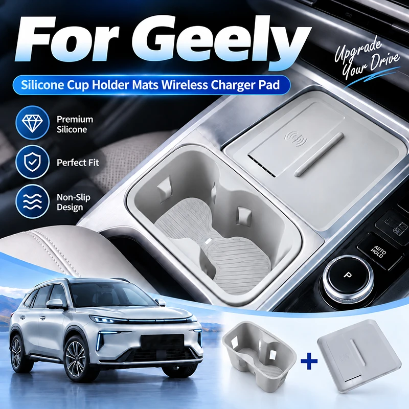 For Geely EX5 EM-i Starray EM-i Silicone Car Cup Holder Mat And Wireless Charger Pad Non-slip Center Console Protector Interior