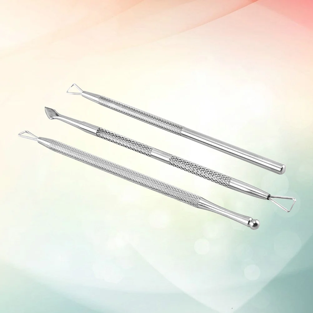 

3Pcs Stainless Steel Nail Art Cuticle Pusher Dead Skin Remover Double Ended Manicure Pedicure Nail Tool Dead Skin Fork