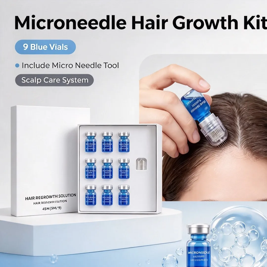 Microneedle Needle Hair Regrowth Kit Hydrating Soothe Moisturizing Dry Scalp Hair Root Nourish Scalp Care Health Serum Set