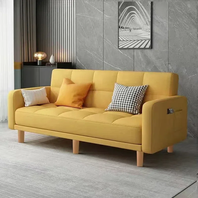 Sofa living room Small apartment rental room Folding sofa bed Single double bedroom Simple modern apartment Fabric sofa image 4