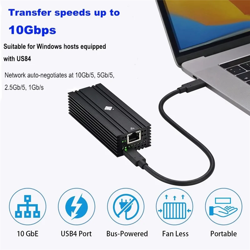

Модернизированный однопортовый Ethernet-адаптер USB4 10G, совместимый с Ethernet-адаптером Withthunderbolt 3/4 RJ45 10GBASE-T, поддержка Mac
