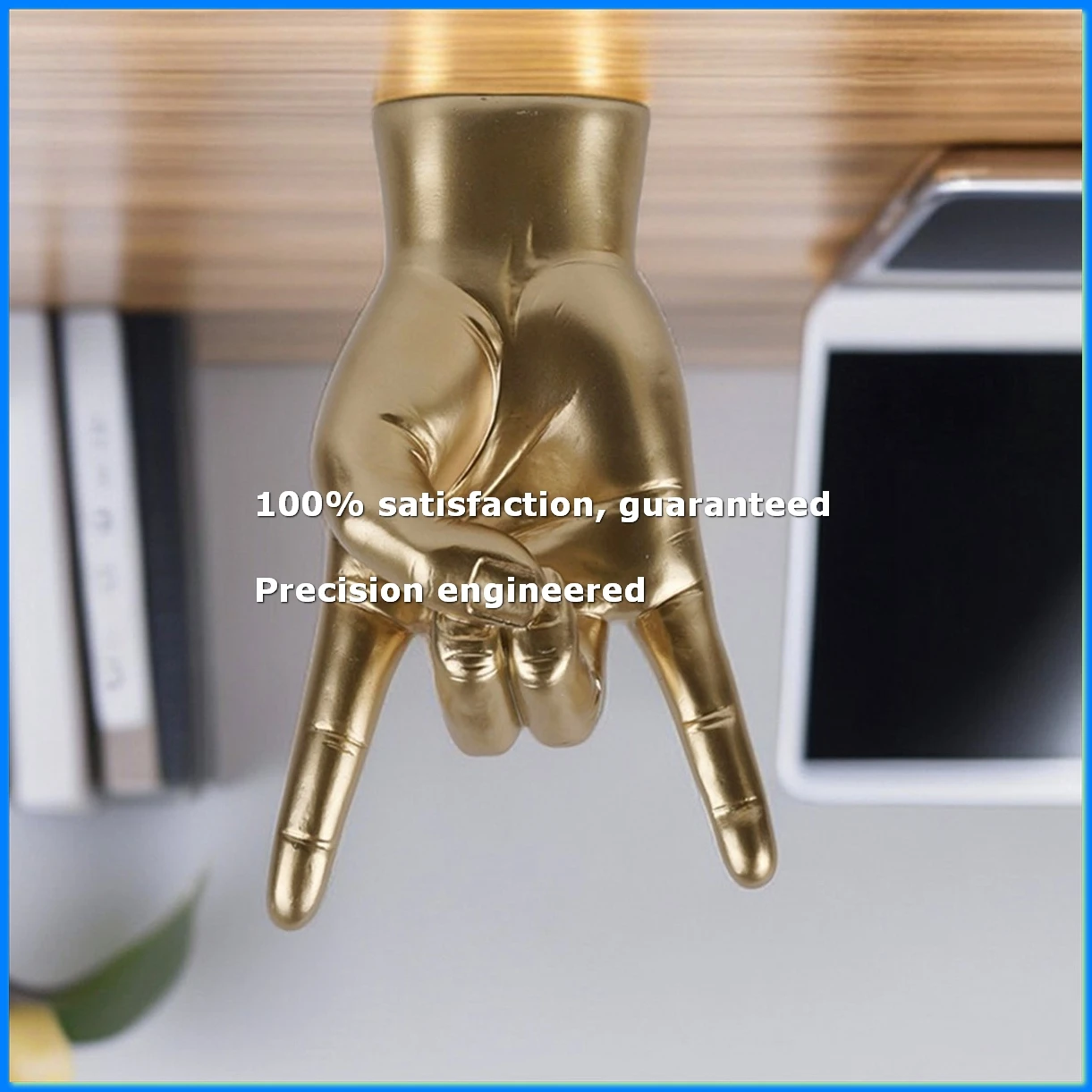 Rock Hand Gesture Statue Rock Music Art Craft Finger Sculpture for Rock Music Lover Study Room Decor, Black R Hand-A49I