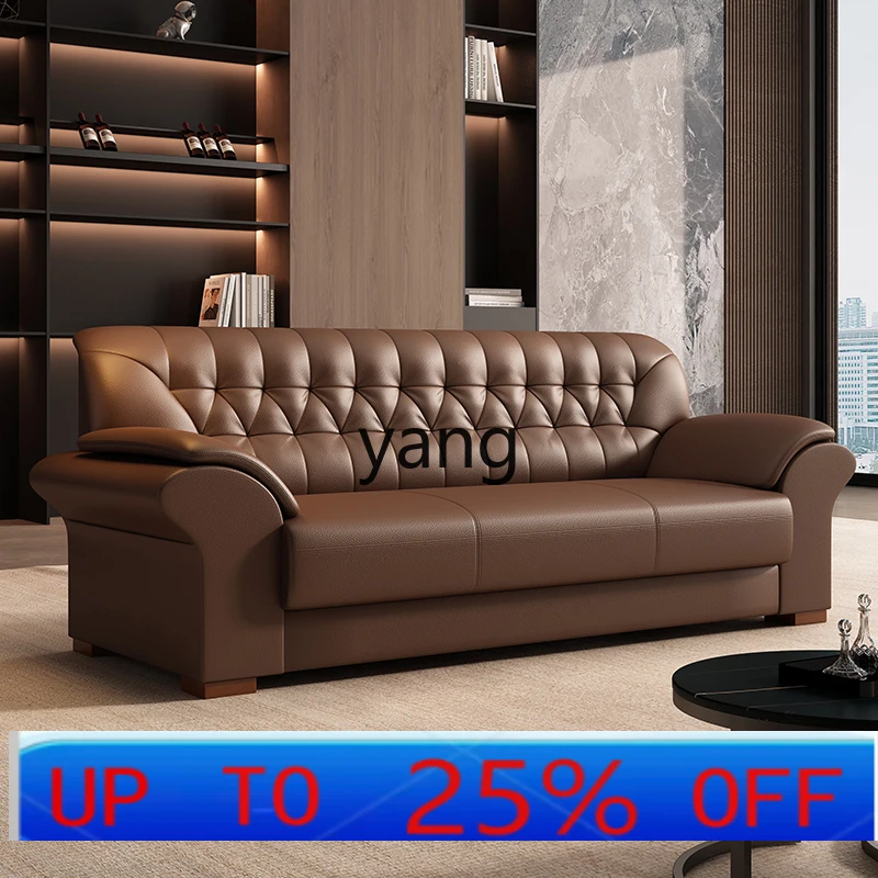 

LMM business meeting reception room new Chinese leather three-person sofa coffee table combination