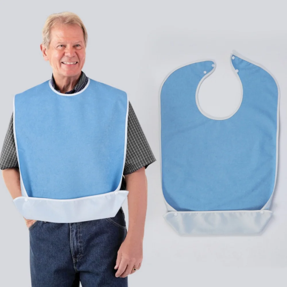 1 шт., водонепроницаемые тканевые нагрудники для пожилых людей, большие нагрудники для взрослых, впитывающие дышащие нагрудники для пожилых людей, слюниковое полотенце, мужской и женский фартук, ткань