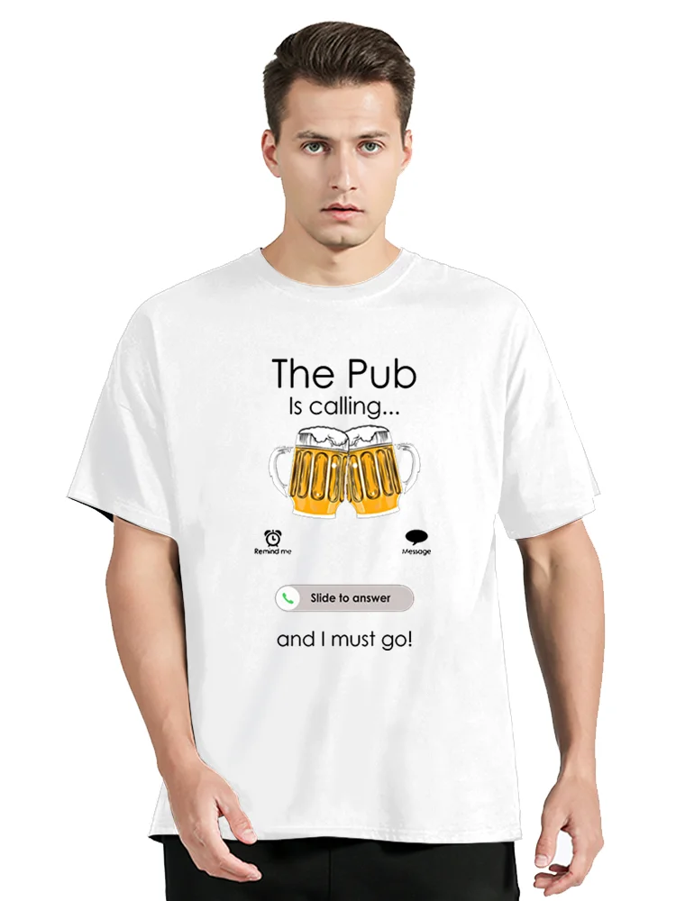 Beer Is Calling and I Must Go Phone Calling Screen Beer T Shirt Beer Day T-Shirt Funny Custom Tees Clothing Oversized Tshirt