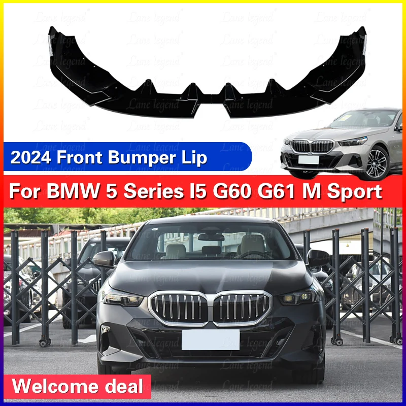 For BMW 5 Series I5 G60 G61 M Sport 2024+ Car Front Bumper Lip Car Exterior Spoiler Diffuser Splitter Body Guard Kits