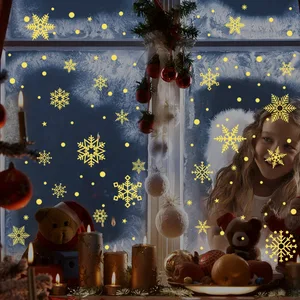 Golden Weihnachtsgirlandenfensteraufkleber, Schneeflockenabziehbilder, Heimdekoration, Einkaufszentrum, Showcase -Glastür, Weihnachten 12 Hauptverkaufsdekoration Goldwand - №12