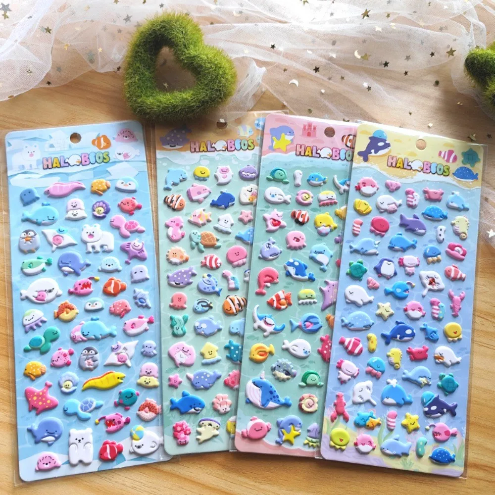 

4-Piece 3D Stereo Bubble Stickers - Cartoon Animal Educational Stickers for Kindergarten Rewards(Anime Worlds Store)