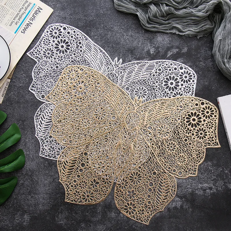 6/4pcs Butterfly Shape Placemat PVC Non-slip Heat Insulation Placemat European Home Creative Dining Table Decoration Table Mat