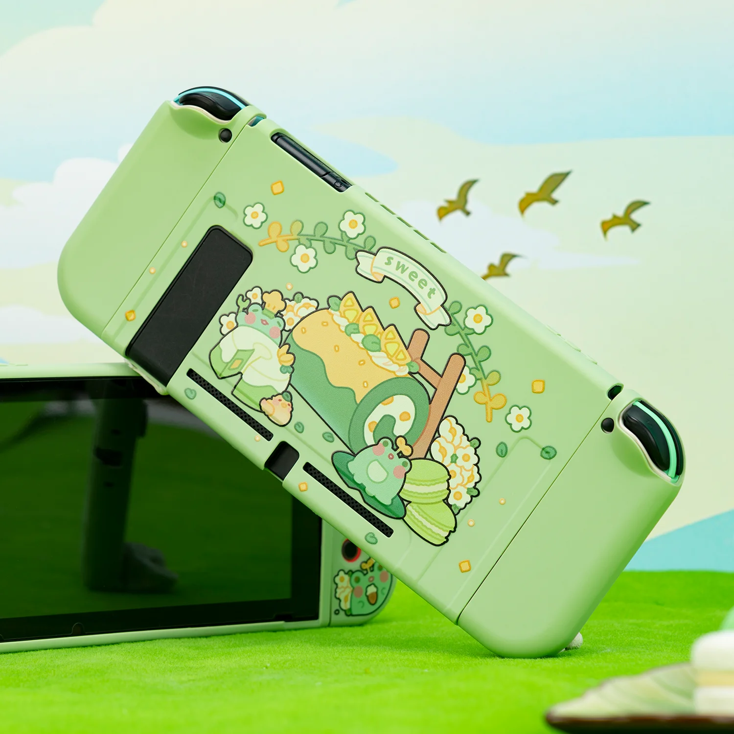 Protetora Soft Shell para Nintendo Switch Controller, Dockable Cover Case, Kawaii Sapo Bonito, Verde, Joy-Con Controller