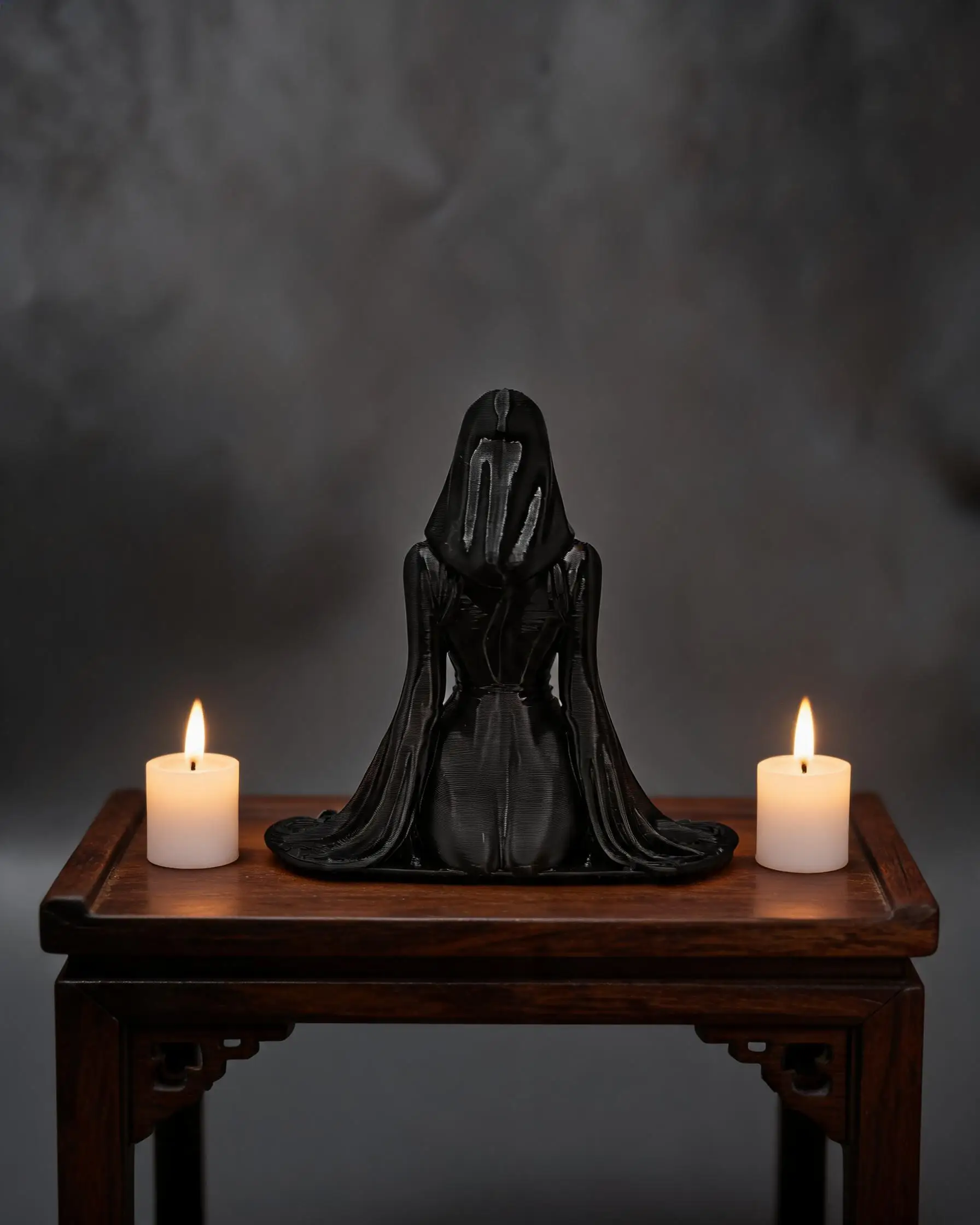Gothic Faceless Hooded Witch Sculpture, Castle Crescent Shadow Ornament