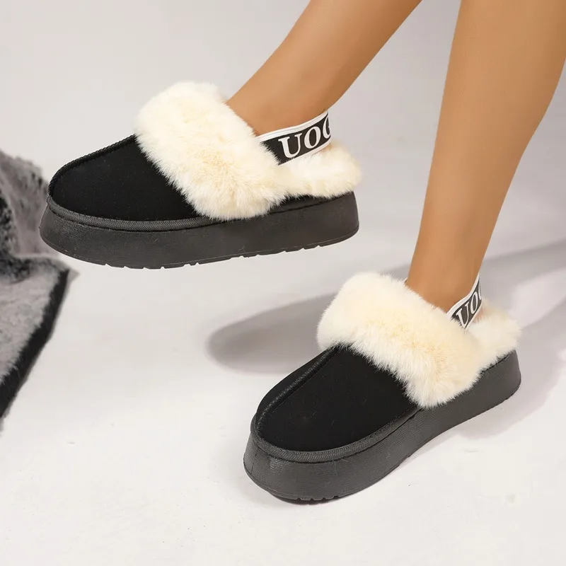 Women Boots 2024 New Women Fashion Winter Indoor Solid Color Suede Fur Boots Ladies Home Platform Warm Slip-on Women Shoes