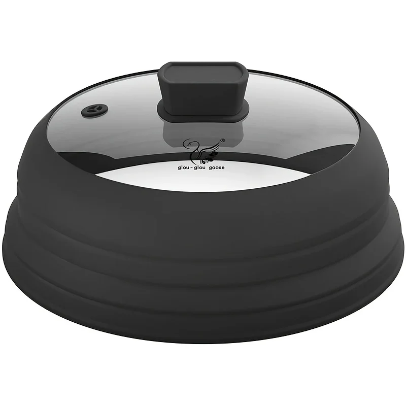 

usCollapsible Microwave Cover for Food, Designed to Prevent Splatters, Featuring a Silicone Handle. Available in Sizes 9, 10.8, And 11.8 Inches, And in Colors Black, Grey, Red, And Blued