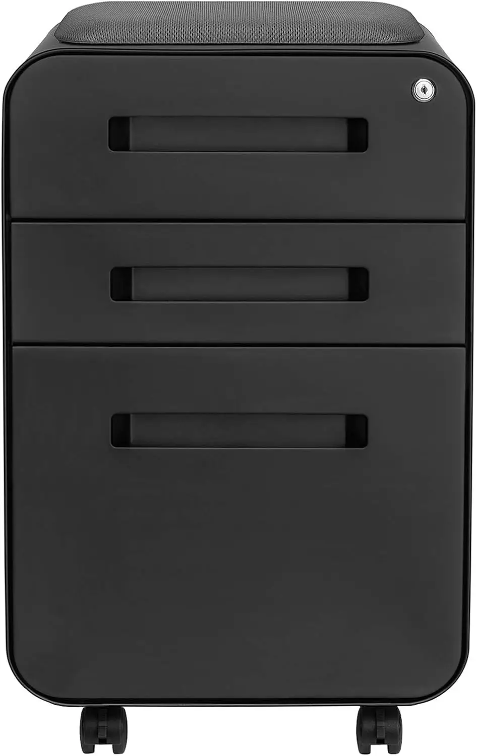 Laura Davidson Furniture STOCKPILE Curve Seated 3-Drawer Mobile File Cabinet with Removable Magnetic Cushion Seat - Metal Filing