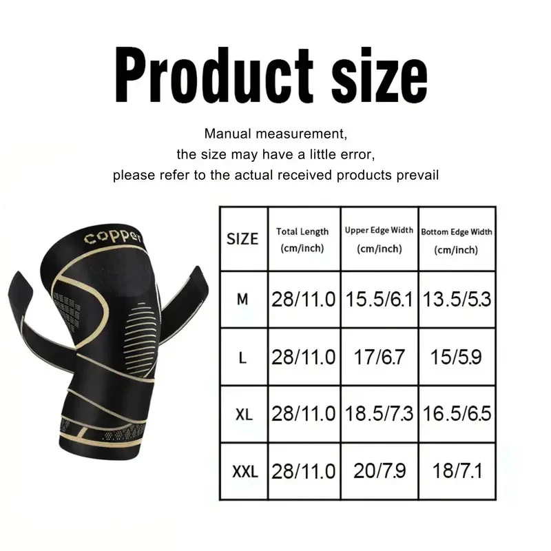 1/2 قطعة دعامات الركبة النحاسية مع حزام لآلام الركبة للنساء والرجال، دعم الركبة للعمل والجري ورفع الأثقال #6