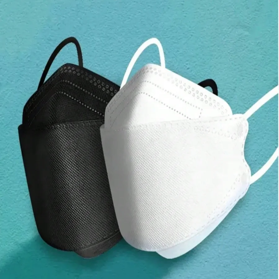 Mascarillas faciales KF94 para adultos de 4 capas, material premium fundente, mascarillas desechables transpirables en blanco y negro para uso diario