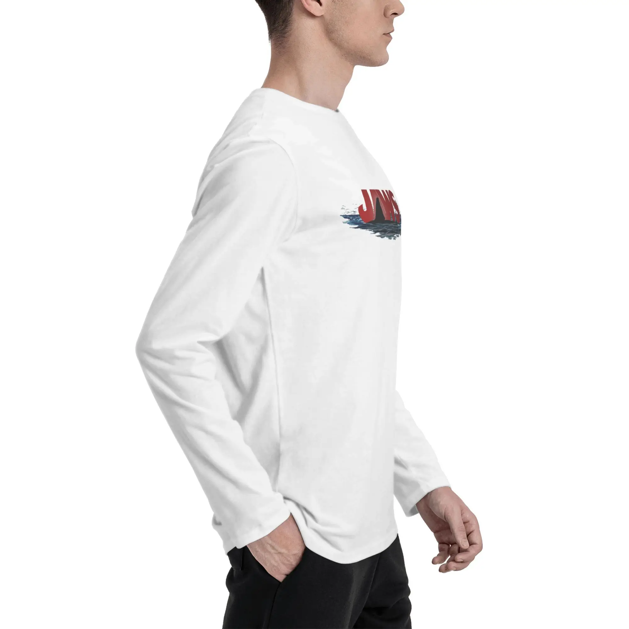 سويت شيرت بقلنسوة عتيق للرجال فكي زعنفة قرش بيضاء رائعة 100% قطن بقلنسوة بلوزات كلاسيكية بقلنسوة