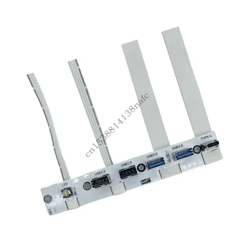 594F Computer Front Expansion Bracket 5 USB Port 20G Type C LED Control Switches