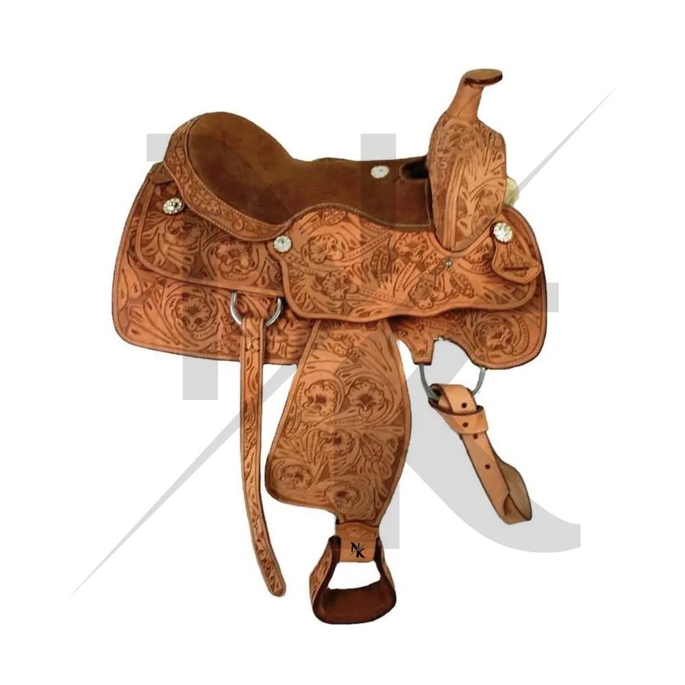New Western Ranch Saddle, Premium Cowhide Riding Gear, Comfortable British Leather Saddle