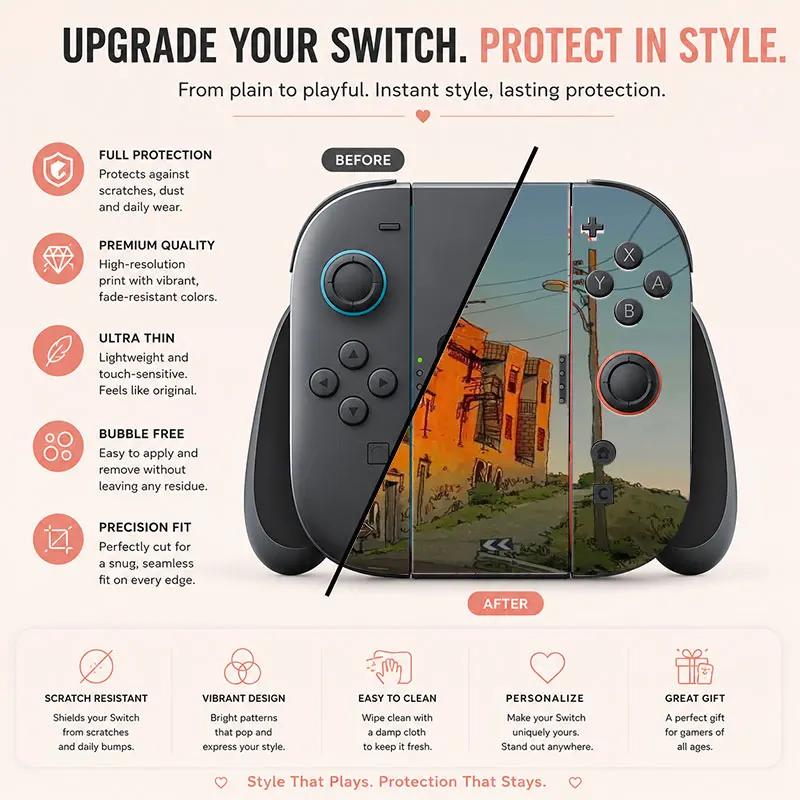 Creative pattern SWITCH game console protective film, with natural touch and comfortable feel, featuring personalized designs