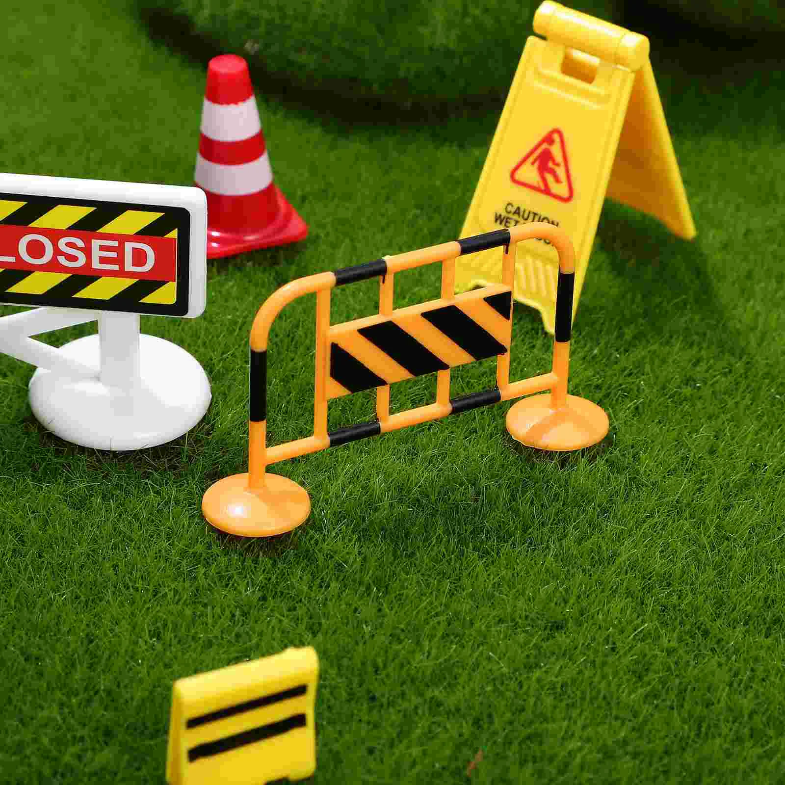 Barricade Sign Toys Tape Street Signs Miniature Road Models Traffic Light for Kids Paper Child Game