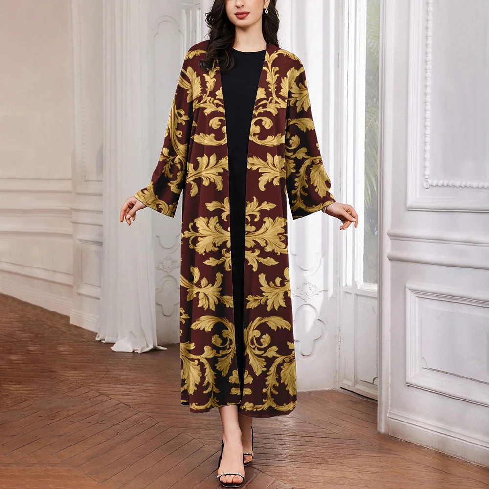 Middle East Traditional Dress Delicate Palace Elegant Robe Dress Ladies Noble Home Casual Printed Robe New Summer Long Robe