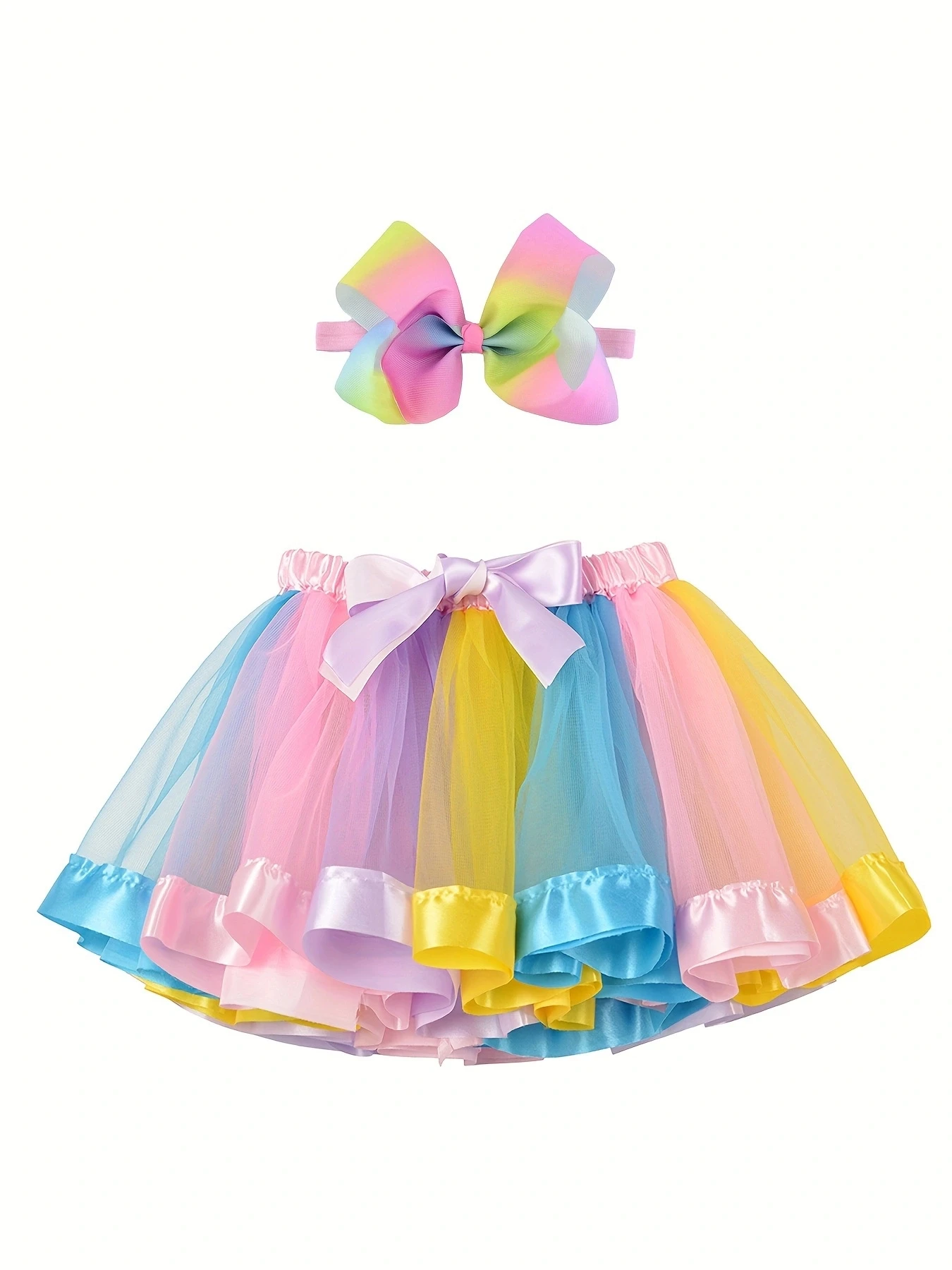 Mini skirt Party With Hairpin 2024 Tutu Skirt Baby Girl Skirts Princess Rainbow Tulle Skirts Girls Clothes Children Clothing