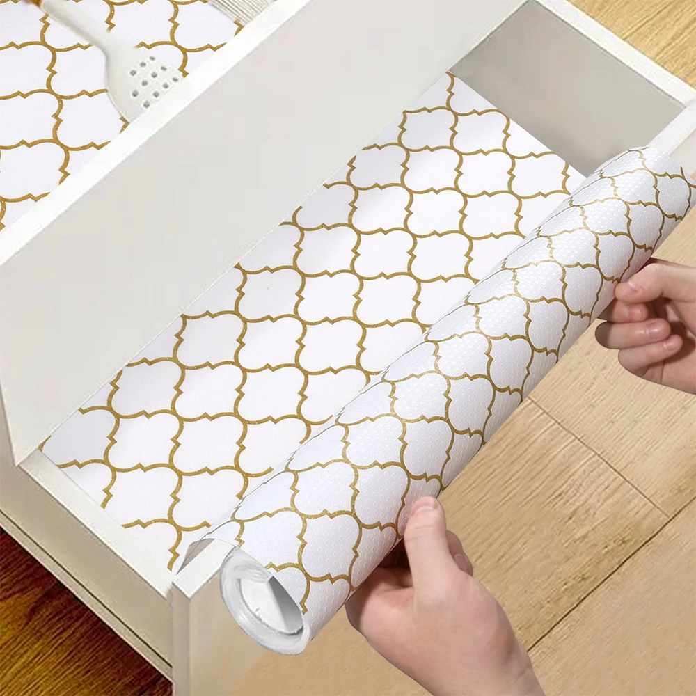 1 rollo de revestimiento para estante, almohadilla para cajón, almohadilla para refrigerador, antideslizante, impermeable y cortable, almohadilla para gabinete no adhesiva, armario a prueba de humedad