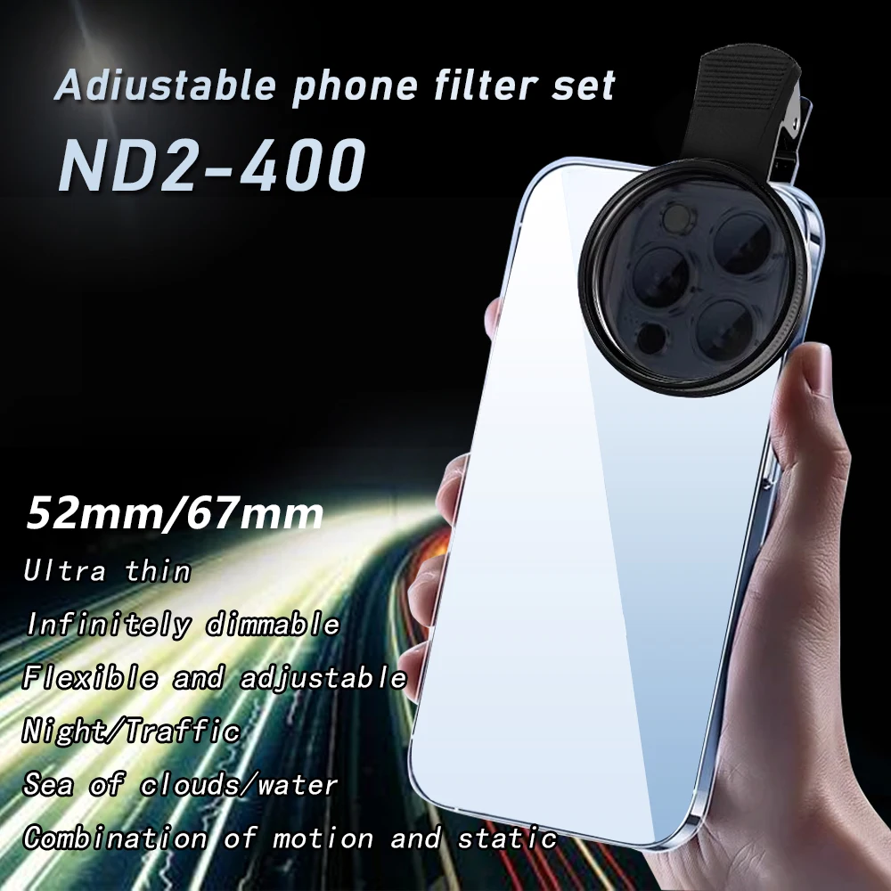 52mm 52mm 67mm Clip-On ND2-400 Variable Neutral Density Filter Kit for Smartphone iPhone Android DSLR Travel Outdoor Street Photograp - Aliexpress Deal