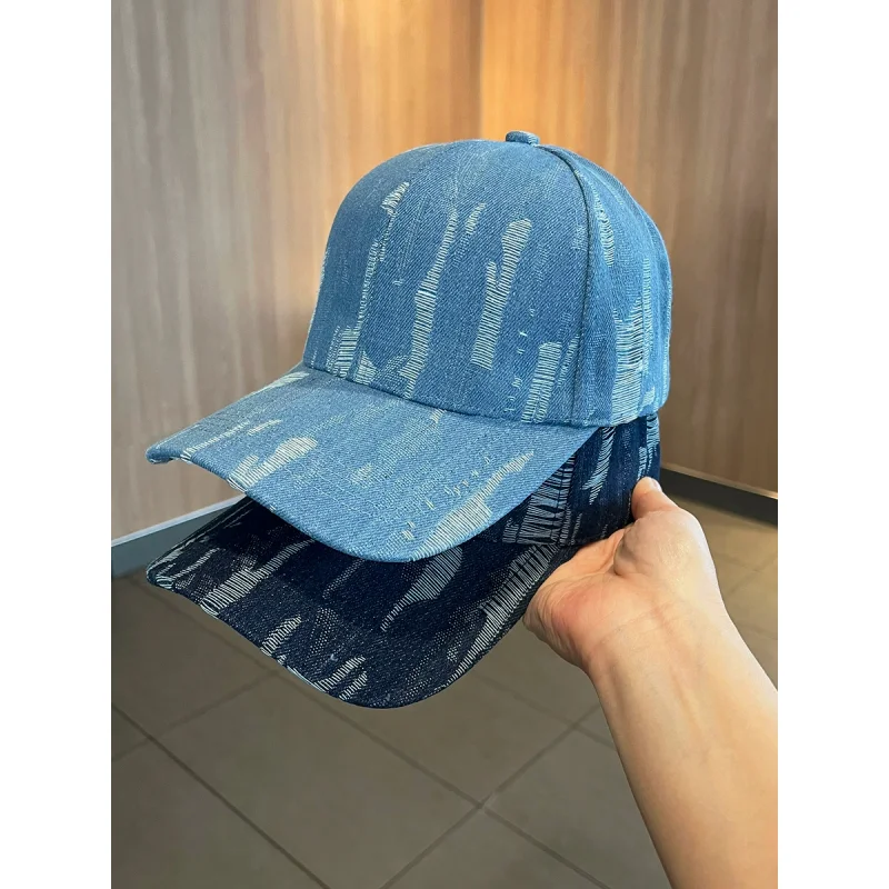 

Retro Distressed Hard-top Baseball Cap For Women To Show Off Their Faces Xiaochun Summer Outdoor Sun Hat Denim Peaked Cap