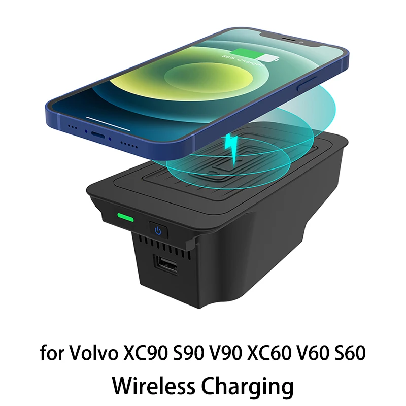 Wireless Charger for Volvo V60 S60 XC90 S90 V90 XC60 QI Mobile Phone Fast Charger Pad For Volvo Accessories