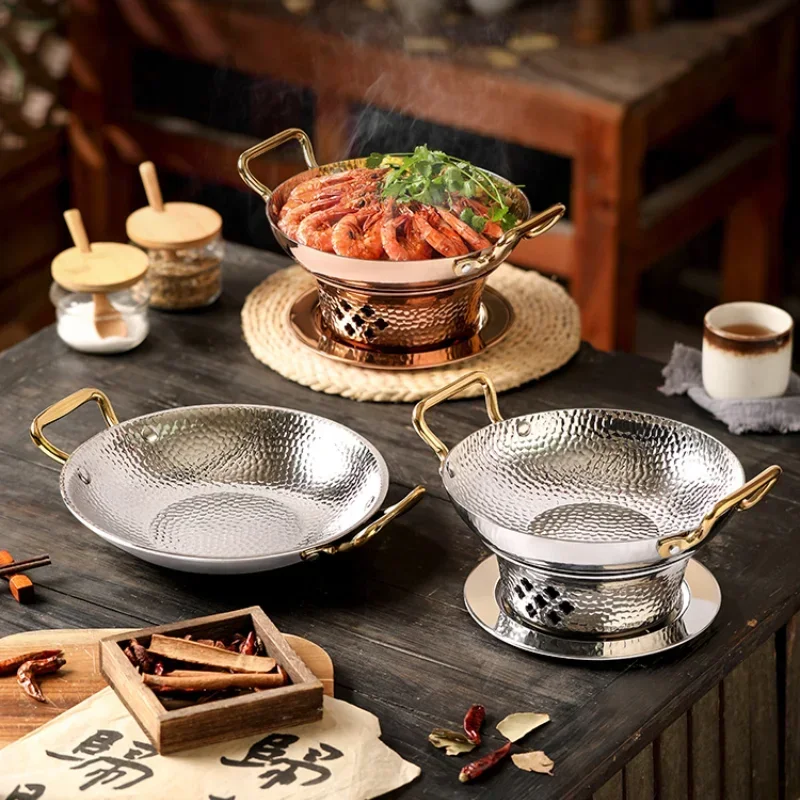 

Трехслойная сухая кастрюля из нержавеющей стали 304, с коммерческой спиртовой плитой, индукционная плита, специальная кастрюля