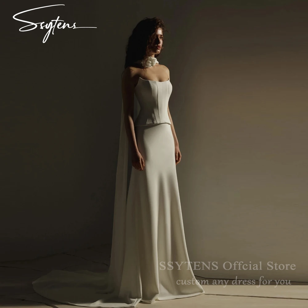 

SSYTENS Modern Mermaid Wedding Dresses Sweep Train Bride Gowns Corset Back Long Bridal Dresses for Women 2026 2 Pcs Customized