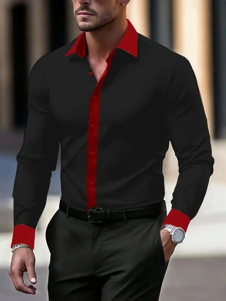 2025 남성 봄, 여름 캐주얼 긴팔 셔츠/남성 옷깃 버튼 슬림 캐주얼 셔츠 대형 XS-6XL 고품질