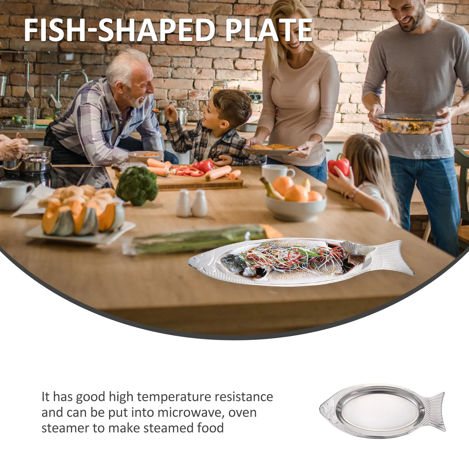 Stainless Steel Fish Shape Plate Realistic Adorable Design for Steamed Fish Microwave Oven Steamer Use Easy Clean Dish Serving