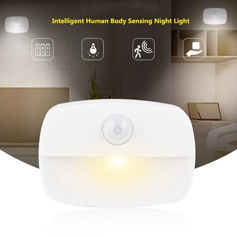 Luz LED nocturna con Sensor de movimiento para interiores, luces con pilas para pasillo, escalera, baño, armario y dormitorio