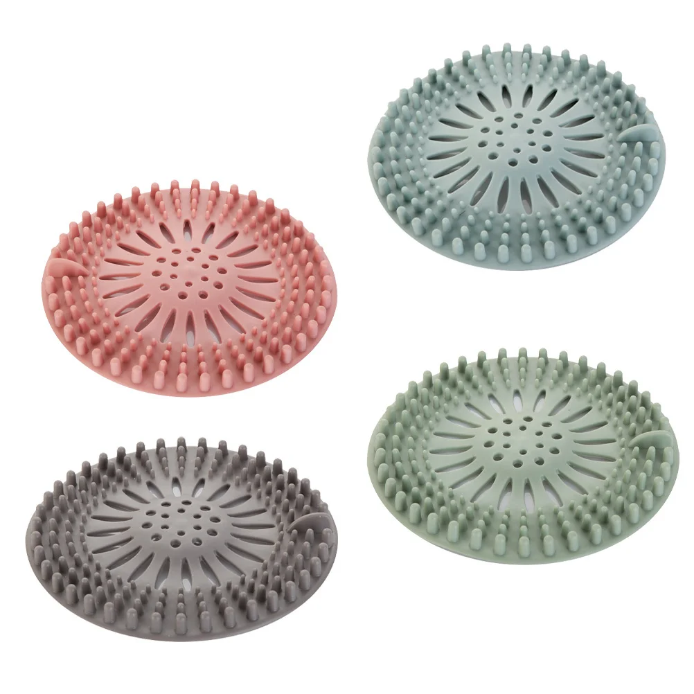 

4Pcs Tpr Sink Cover Drain Stopper Hair Catcher Floor Drain Filter Kitchen Bathroom Accessories Simple Sink Filter
