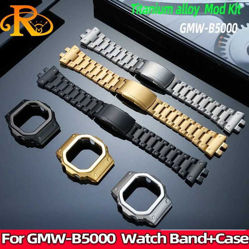 GMW- B5000 Titanium Alloy Mod Kit Case Bezel & Bracelet For Casio G-Shock GMW-B5000 series Module 3459 Replacement Watch Parts