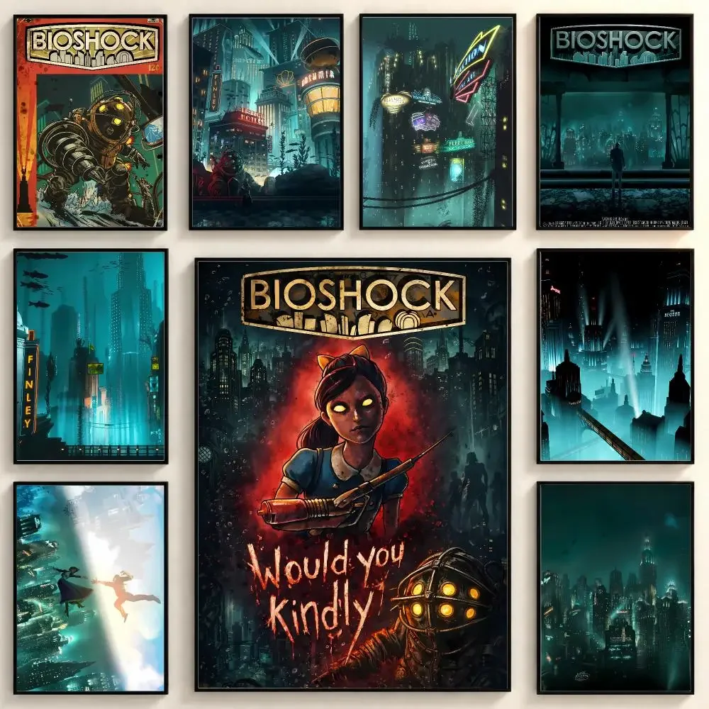 Vintage Immersive Game B-BioShock Poster Peel And Stick PP Series HD Frameless Wall Indoor Decor Gift