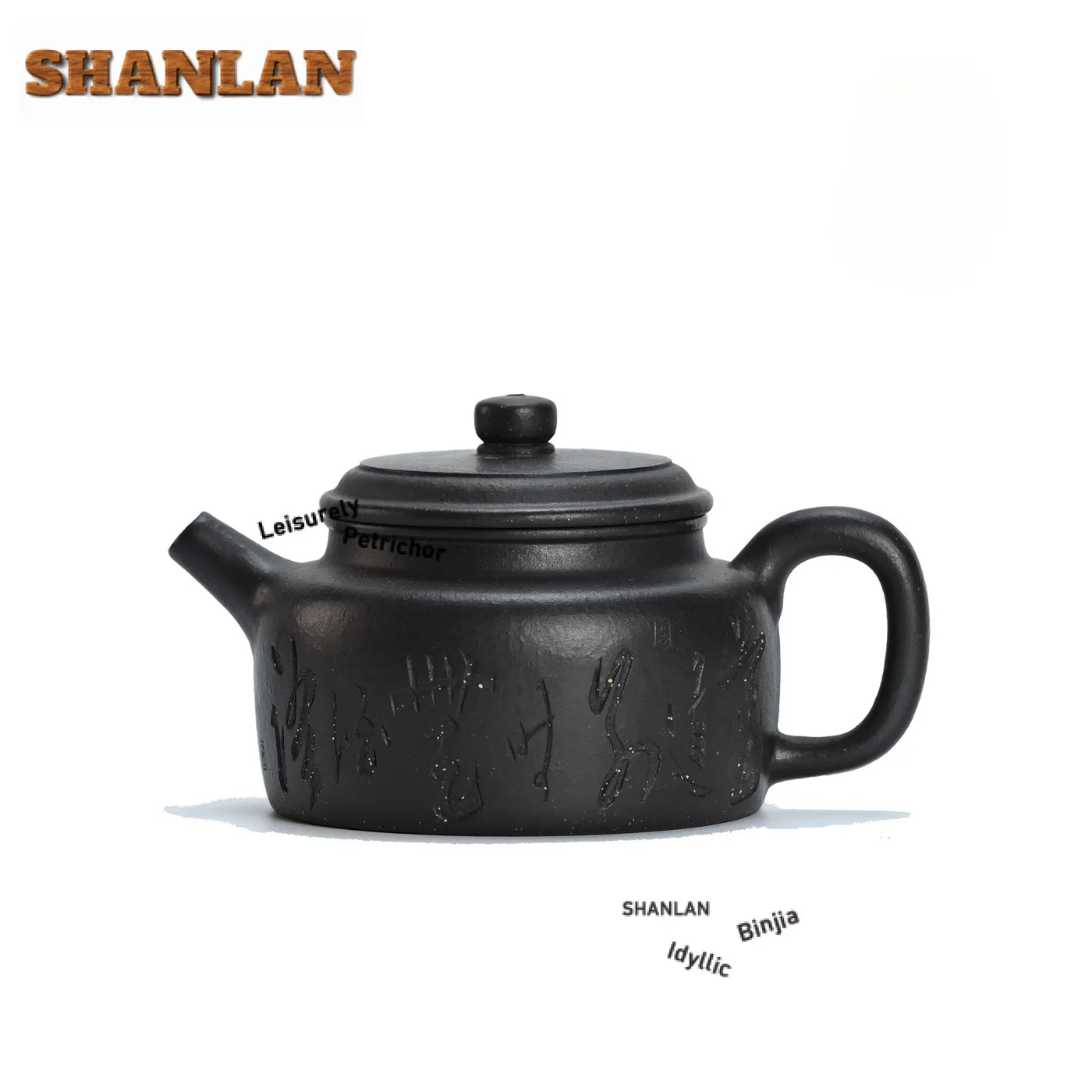 250ml Ancient Yixing Purple Clay Teapots Handmade Carving De Zhong Pot Raw Ore Black Purple Mud Kettle Zisha Tea Set Ornaments