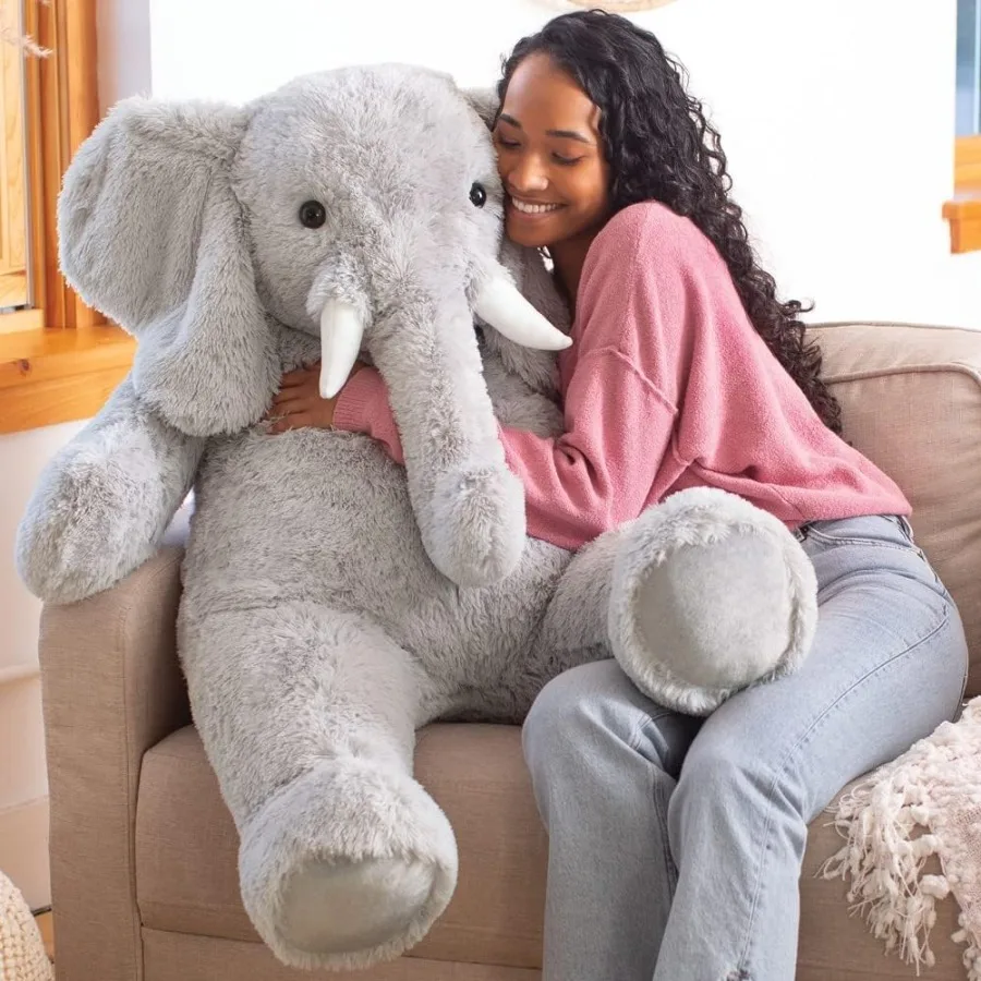 

Vermont Teddy Bear Giant Elephant Stuffed Animal 4 Foot Big Stuffed Elephant Plush from Giant Cuddle Collection Collectible Plu