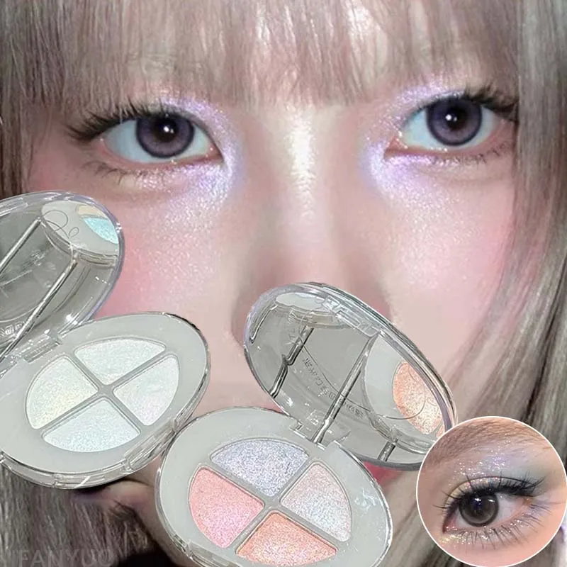 Palette de maquillage pour les yeux 4 couleurs nacrées, effet caméléon, paillettes polarisées, diamant, éclaircissant pour les yeux, brillance intense
