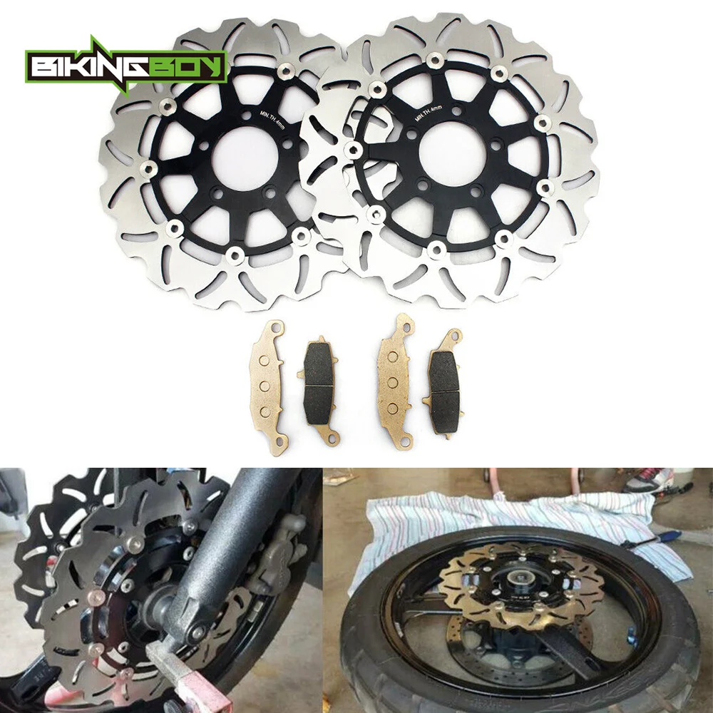 BIKINGBOY For Suzuki V-Storm DL 650 04-06 DL 1000 02-13 12 11 10 09 Kawasaki KLV 1000 04 05 Front Brake Discs Disks Rotors Pads