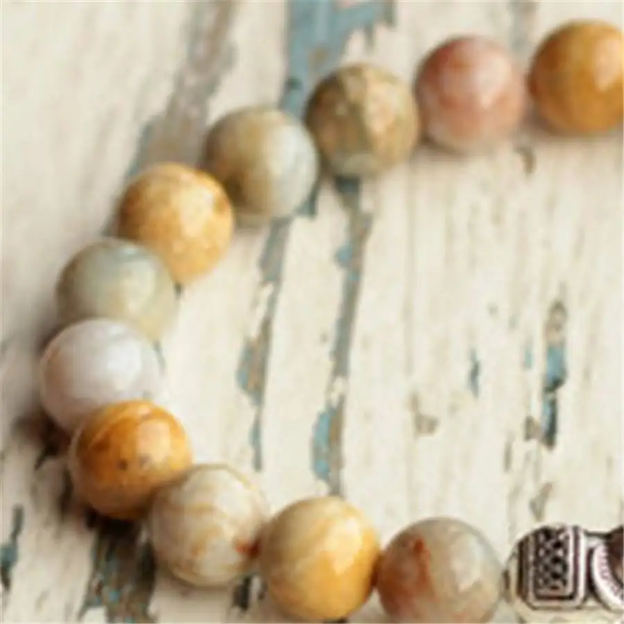 Handmade crazy lace agate beads bracelet,men's cuff button bracelet,Ramadan prayer bead,women's meditation,holiday gift view 3
