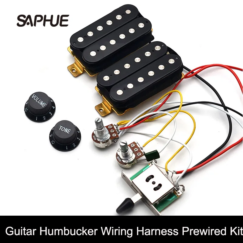 Gitarren-Humbucker-Tonabnehmer mit 3-Wege-Schalter, 500K Potentiometer, 1T1V Verkabelung, vorverdrahtet