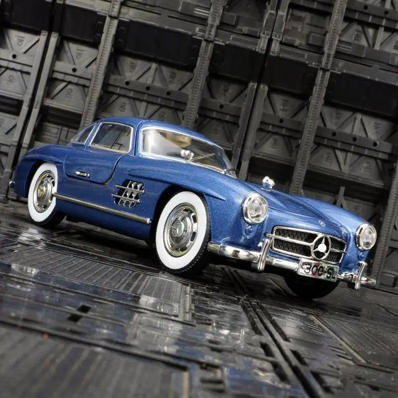 1:24 Retro 300SL Oldtimer Legierung Modellauto Desktop Ornament zurückziehen Spielzeugauto Box Geschenk