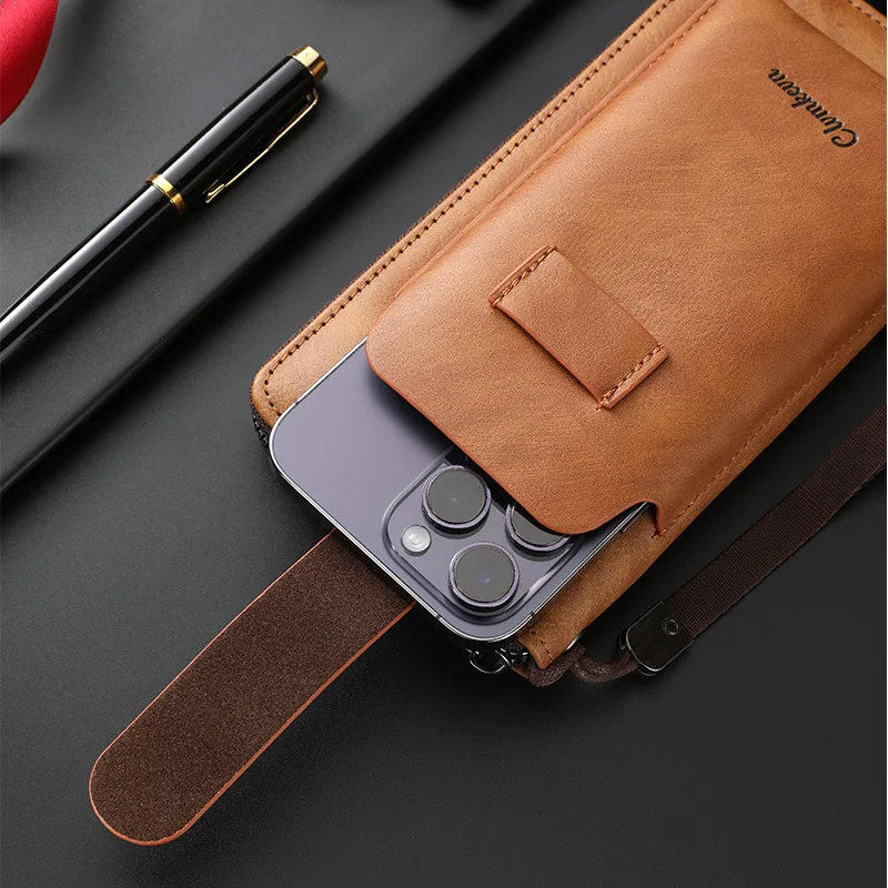 PU leather men's long-style wallet, business casual handbag with multiple card slots, large capacity portable phone bag