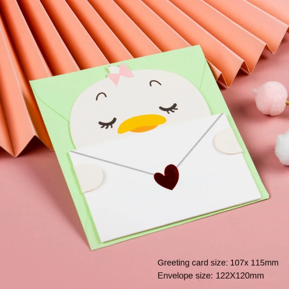 6PCS Bear Rabbit Blessing Thank Envelope Ins Cartoon Decoration Letter Paper Cute Folded Cartoon Greeting Card