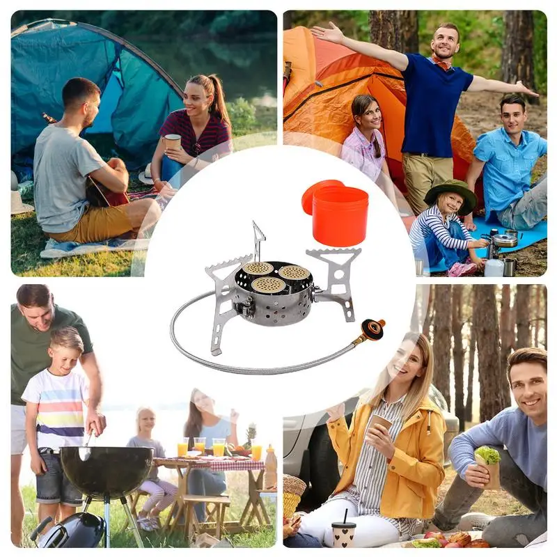 Small Backpacking Stove Portable Heavy Duty Stove Burner 9000W Foldable Outdoor Camping Picnic Stove Kit For Home Parties